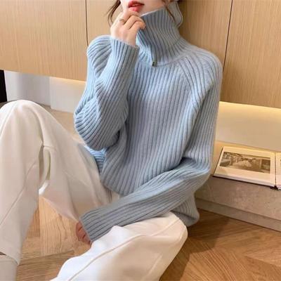 Fauler Wind weiches wachsartiges lockeres Rollkragenpullover Damen Herbst und Winter neu dünn vielseitig gestricktes Unterhemd Oberteil