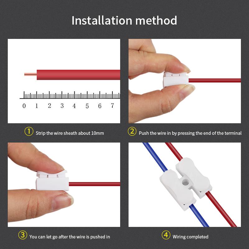 26/30PCS Wire Connector 220V Electrical Connection Strips 2 Pin Quick Splice Wire Terminal Connect 5050 2835 5730 5054 LED Strip