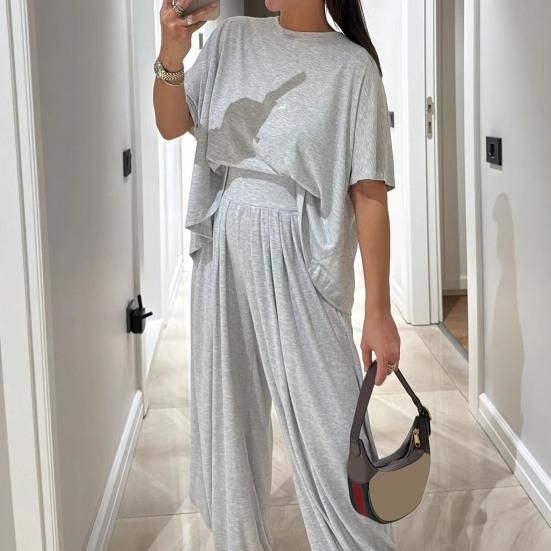 Two Piece Sets for Women Short Sleeve Crew Neck Top And Pants Tracksuit Lounge Set Casual Summer Vacation Outfits