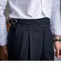 Herren Italienische Neapolitanische High-Waist Gerade Bein Lässige Stoffhose im Britischen Retro-Stil