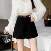 2024 Autumn/Winter Women's Woolen High Waist Wide Leg Shorts - Stylish Casual Fashion Shorts