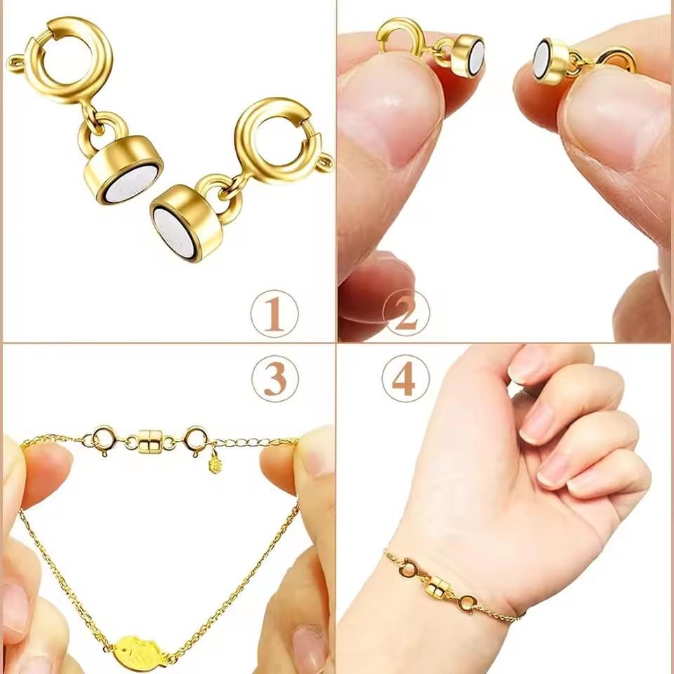 Cierres Magnéticos Dobles para Collares Cierres Chapados en Oro y Plata Cierres Convertidores para Joyería Extensores de Collar para Collares Hallazgos para Hacer Joyería