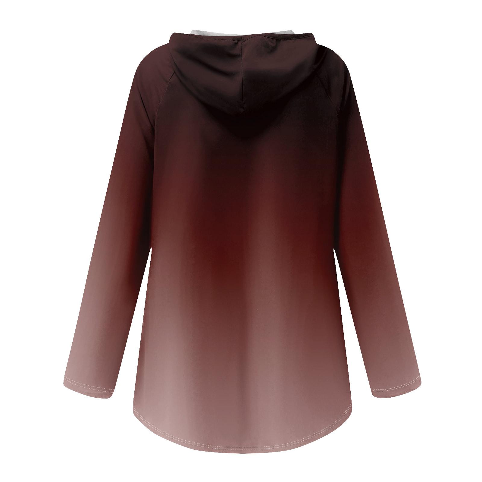 Женские свободные топы с V-образным вырезом и капюшоном с длинными рукавами — фото 4