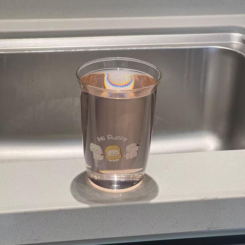

Cute Dog Design Glass Straw Latte Cup