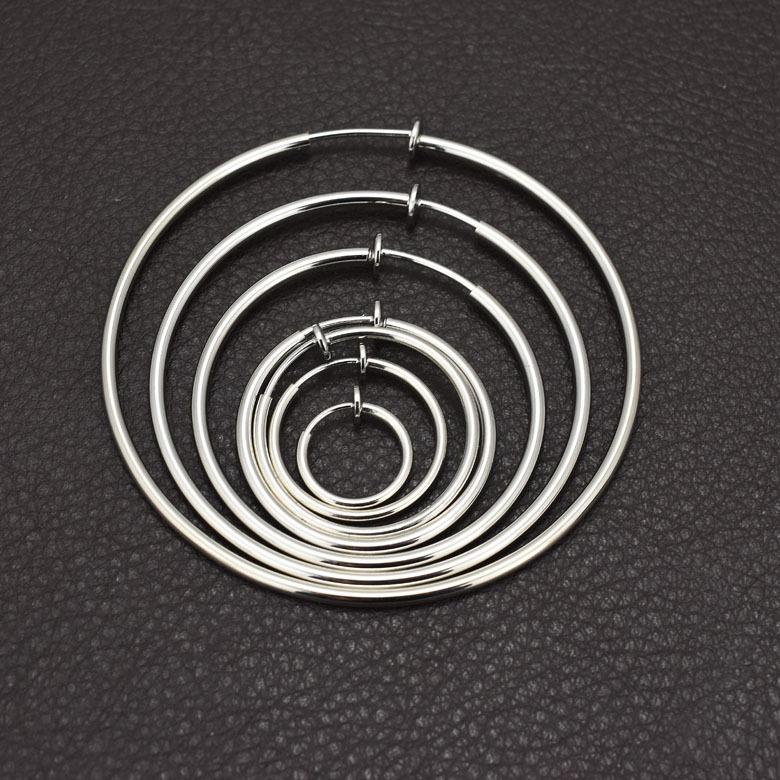 1 pair Women Rounded Big Earrings Spring Clip On Nose Ring Hoop Lip Ring Helix Ring Hoop Fake Ear Ring Accessories