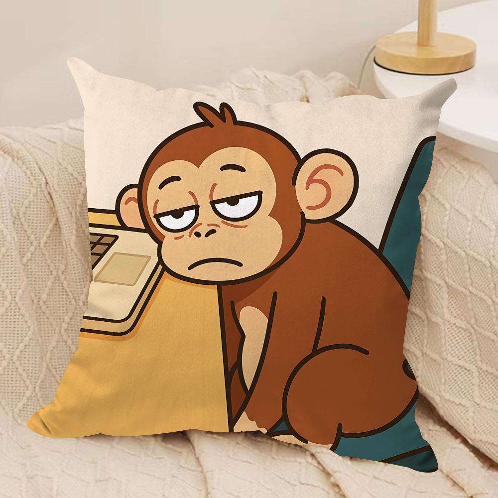 Hard Work Animal Cute Cushion Cover Silky Short Plush Invisible Zipper Dustproof Sofa Pillow Case For Home Decor