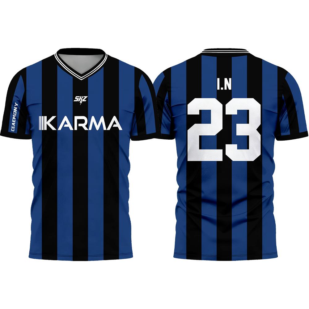 KPOP Stay KARMA Album Fans Support Shirts FELIX BANGCHAN HYUNJIN Y2K Streetwear Loose T-Shirt Unisex Customizable Sports Jersey