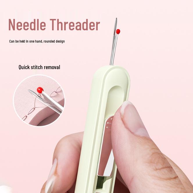Portable 2-in-1 Needle Threader & Seam Ripper for Hand Sewing