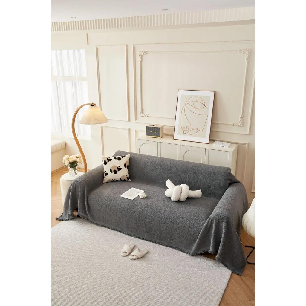 Sofa Cushion  Spring Anti-cat Scratch Universal Sofa Cover Towel Cream Wind Solid Color Sofa Blanket Cover