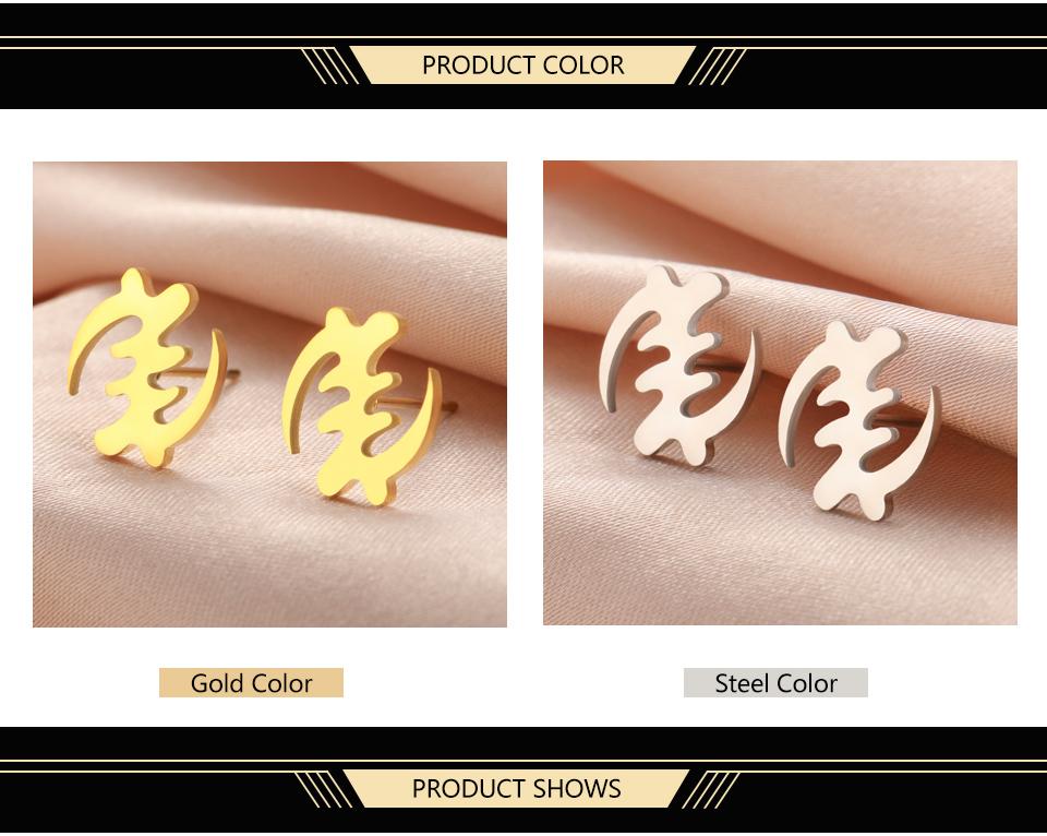 Dawapara Ghana Symbol Adinkra Gye Nyame Earrings African Symbol Minimalism Stud Earrings Stainless Steel Jewelry