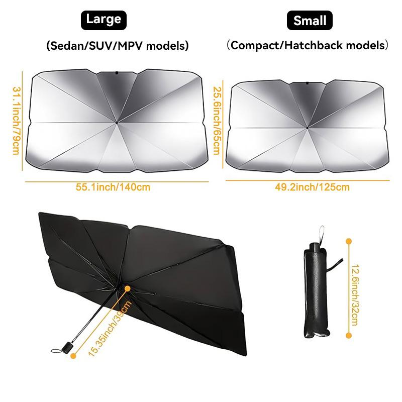 Car Windshield Sunshade, 1 Count Portable Foldable Car Umbrella Sunshade, Heat Insulation Coated Umbrella, Suitable for Sedan