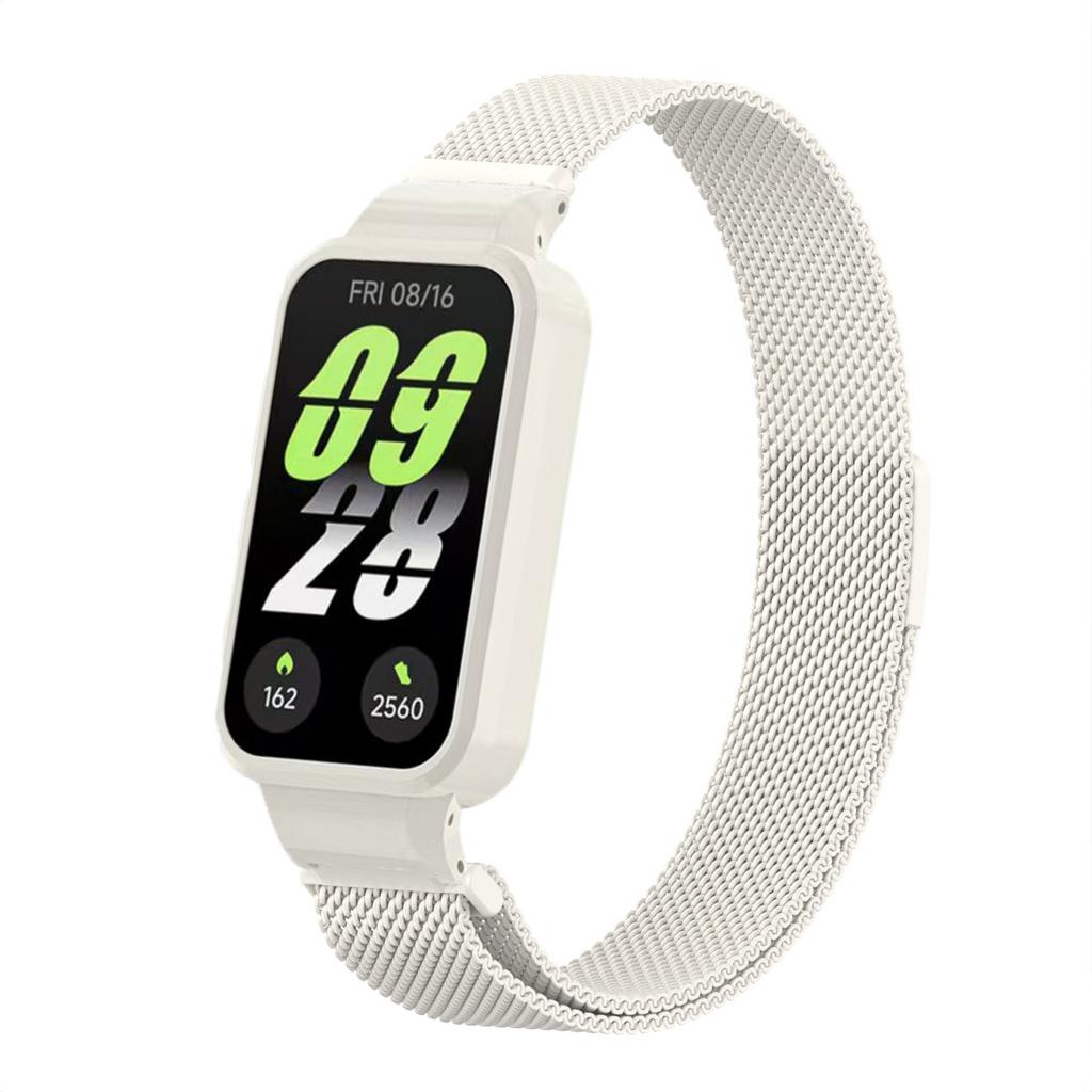Xiaomi Smart Band 9 Active İçin Milan Kordon Metal Koruyucu Kılıf Tampon Manyetik Halka Bileklik Redmi band 3Watch İçin