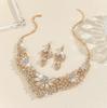 Set di Gioielli Collana e Orecchini di Cristallo Floreale da Sposa Europeo e Americano