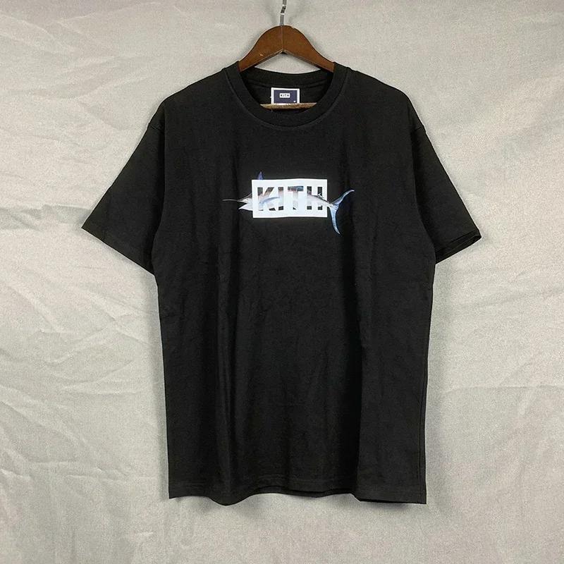 KITH FW Oversize White Black Apricot Eurocode Short Sleeve Best Quality Cotton Tshirt Printing ONeck Simple Breathable Lovers
