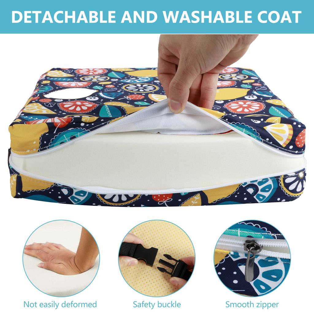 Booster Seat Cushion Children Increased Sitting Cushion Kids Non Slip Pad Baby Dining High Chair Cushions with Adjustable Belt