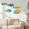 Beach Themed Wall Decor 4 Pcs Wooden Fish Nautical Rustic Coastal Ocean House Art Vintage Lake Hanging Sculpture for Bedroom Living Room