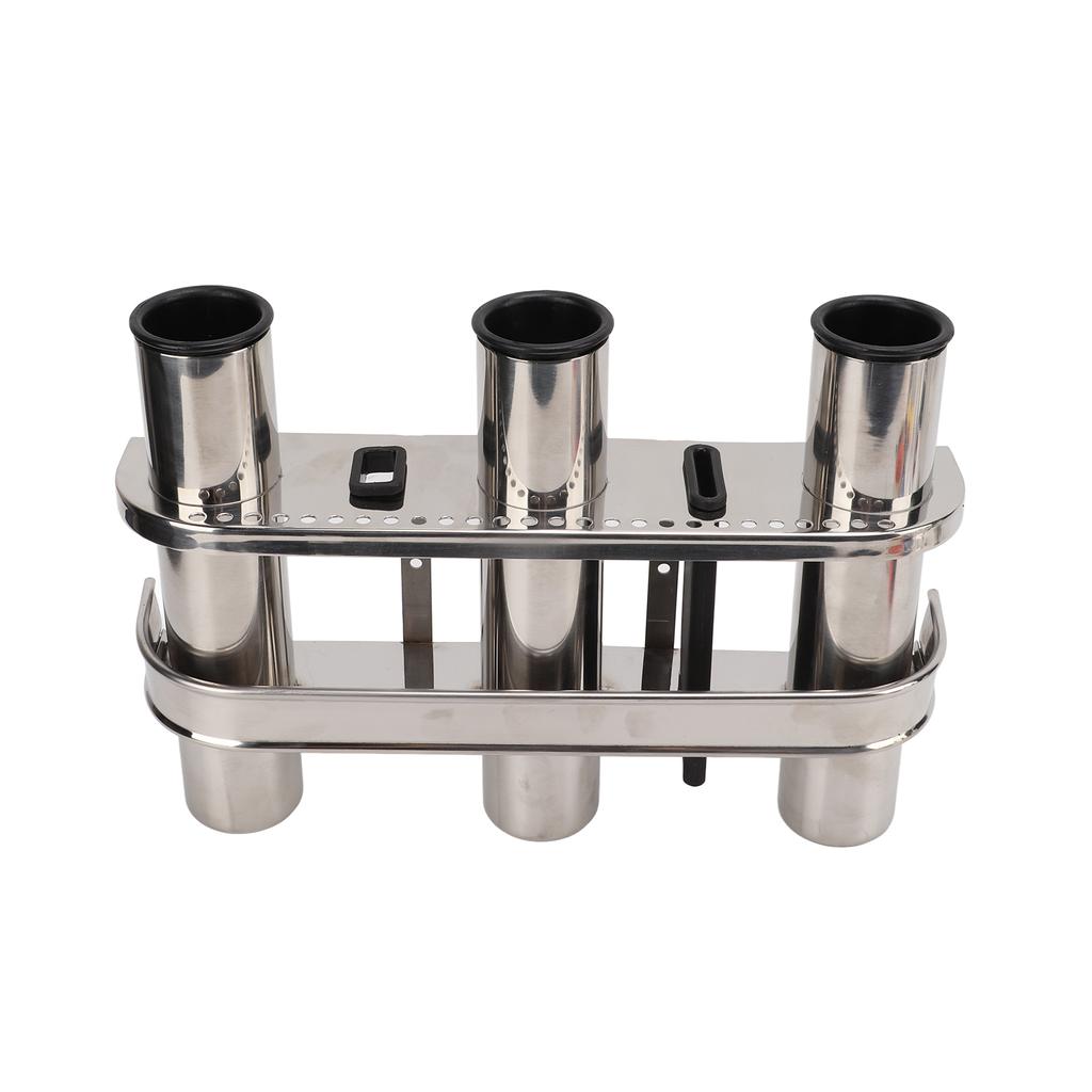 Fishing Rod Holder Marine Stainless Steel 3 Tube Link Rod Holder Rod Pod with Toolbar for Marine Yacht Boat Truck RV