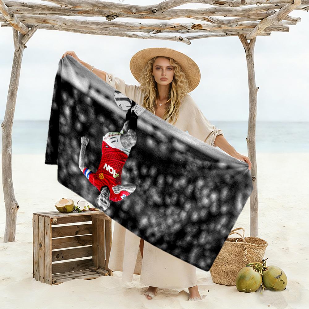Man United's Player Celebrates Victory Beach Towel Super Soft & Absorbent Comfortable Lightweight