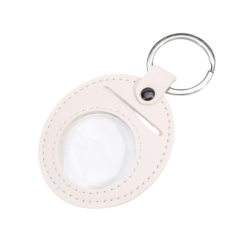 1Pc PU Leather Keychain Coin Holder Double Side Coin Display Case Medallion Sobriety Coin Recovery Chip Airtag Challenge Coin