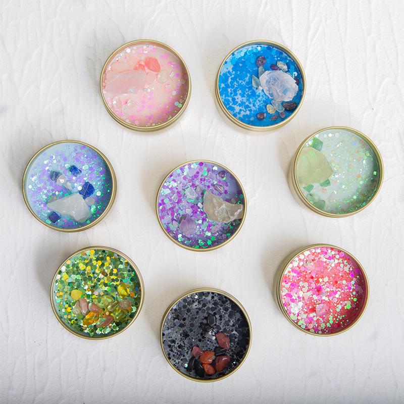 

Жестяная коробка Ароматическая свеча Украшения для дома Орнаменты Кристальная паста Жестяная банка с крышкой Каменная ароматическая свеча 6.5*4.5cm