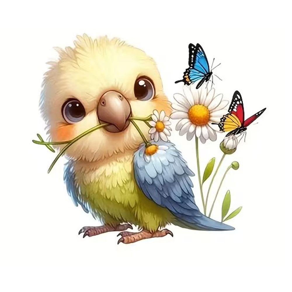 

QT2349#15cm Parrot Butterfly Floral Waterproof Car Decorative Decal, Suitable for Cars, Laptops, Bumpers, Glass Window Sticker 15cm-longest side