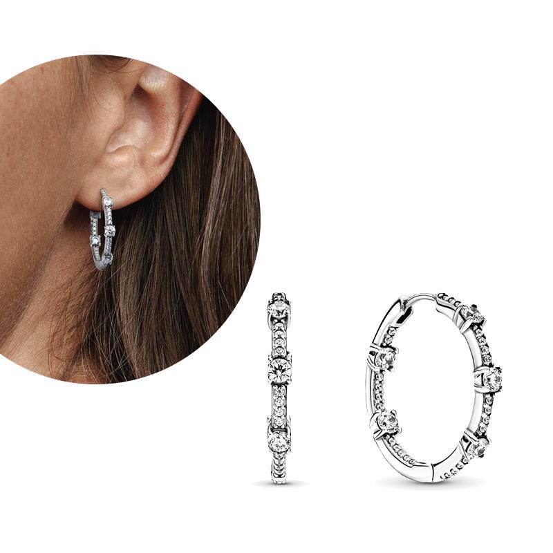 NEW Round Original CZ Hoop Earrings Heart U Shape Moon Star Unicorn Earring for Women Party Engagement Jewelry Gift