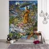 VIKAMA Meditations-Wandteppich Indischer Buddha und Lotus Mandala Wandbehang Zen Heilige Kunst für Yogastudios und Heimaltäre Dekoration