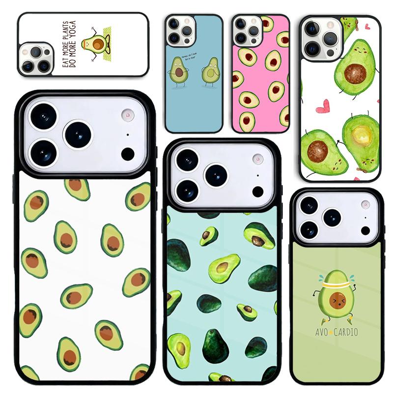 Capa Case for iPhone 17 Air 16 Pro Max 15 Plus 11 13 Mini 14 12 Back Phone Cover Cute Avocado Fruits