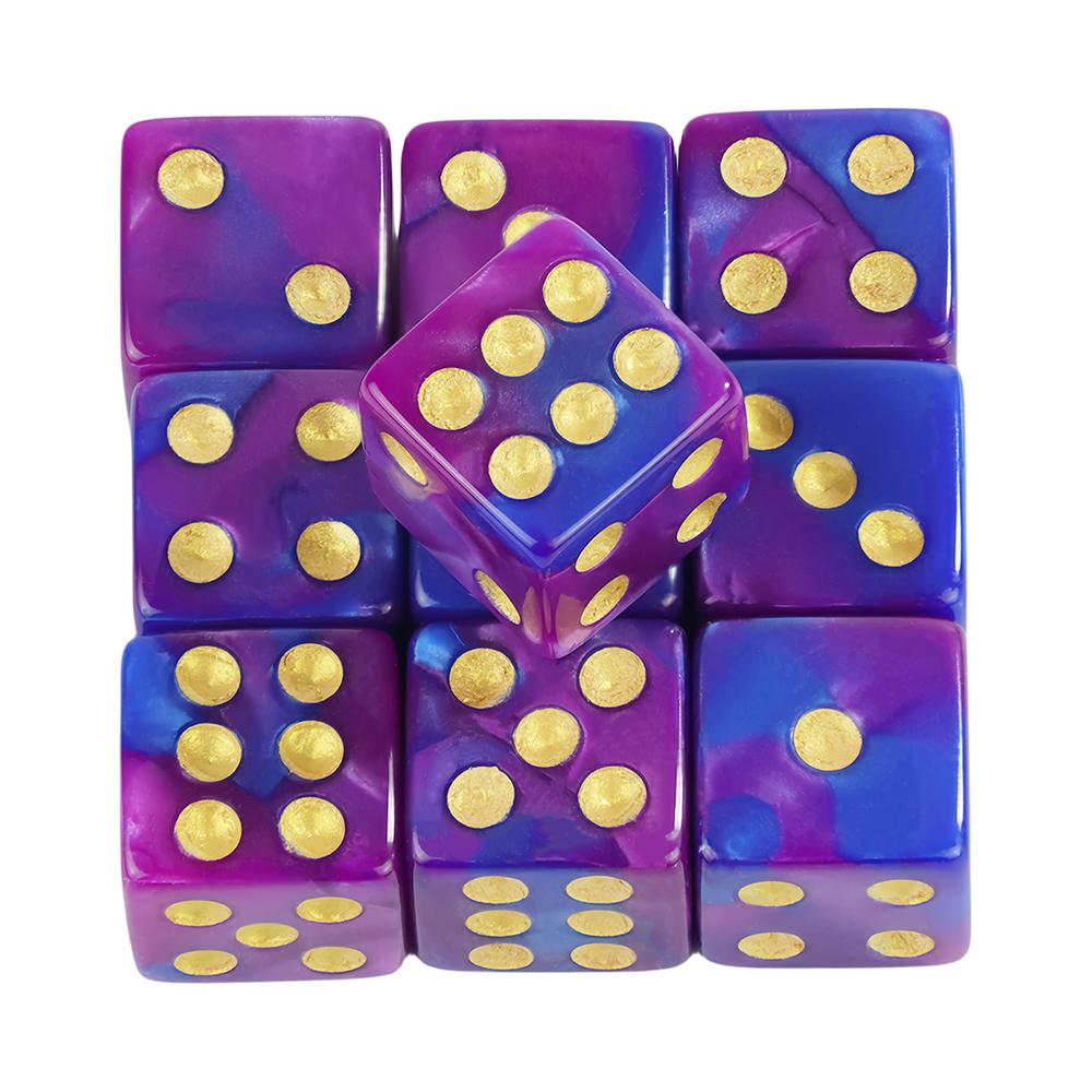 

12 мм квадратные игральные кости 10 шт. смешивание цветов D6 игральные кости для развлечений и отдыха настольные игры purple blue