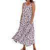 Women's Summer Casual Fashion Flower Printed Sleeveless Pocket Dress