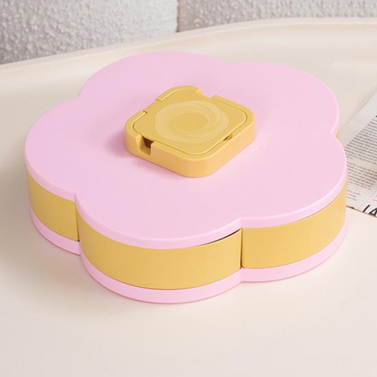 Single/Double Layer Rotating Snack Box with Lid 10 Compartment Divided Serving Tray Party Appetizers Smooth Swivel Lazy Susan Organizer