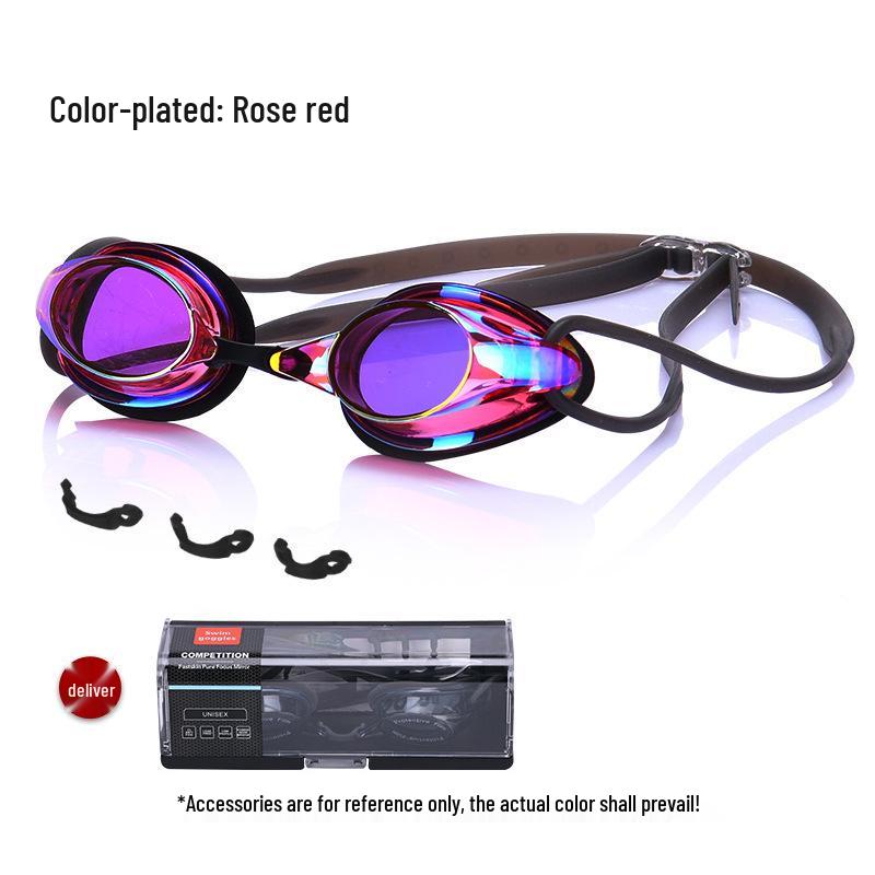 High-Definition Waterproof Anti-Fog Color-Plated Racing Swimming Goggles