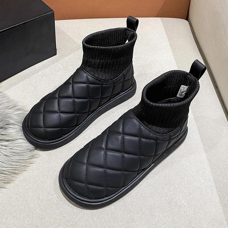 2024 New Snow Boots Women's Velvet Thickening Winter Fashion Short-tube Slip-on Warm Bread Cotton Shoes Winter Boots Women Boots