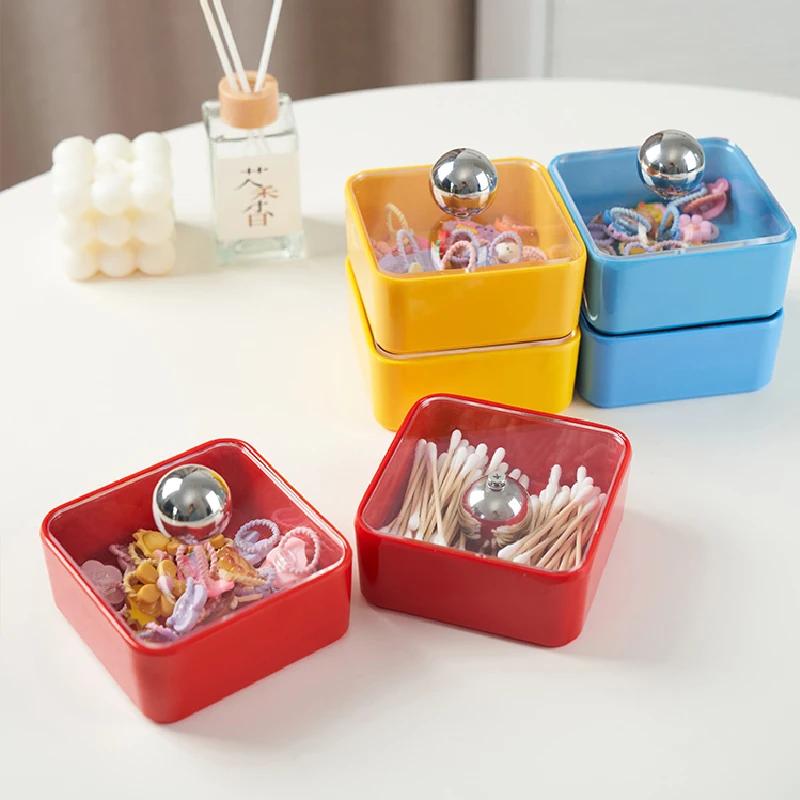 Square Storage Box Transparent Plastic Storage Box Floss Cotton Swabs Jewelry Box Table Decoration Ornaments Home Decoration