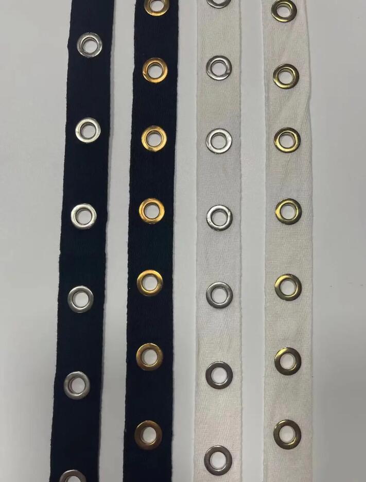 4 Meter/Los 2cm/2,5cm breit Baumwollgurtband mit perforiertem Ring flacher Baumwollgürtel Spitze Kleidungsriemen Zubehör dekoratives Gurtband