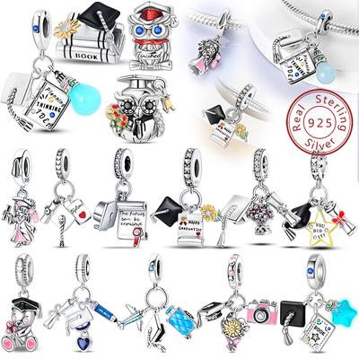 Copper Color Graduation Certificate Bachelor'S Hat Graduation Series Charms Beads Fit Pan Original Bracelets Diy Jewelry