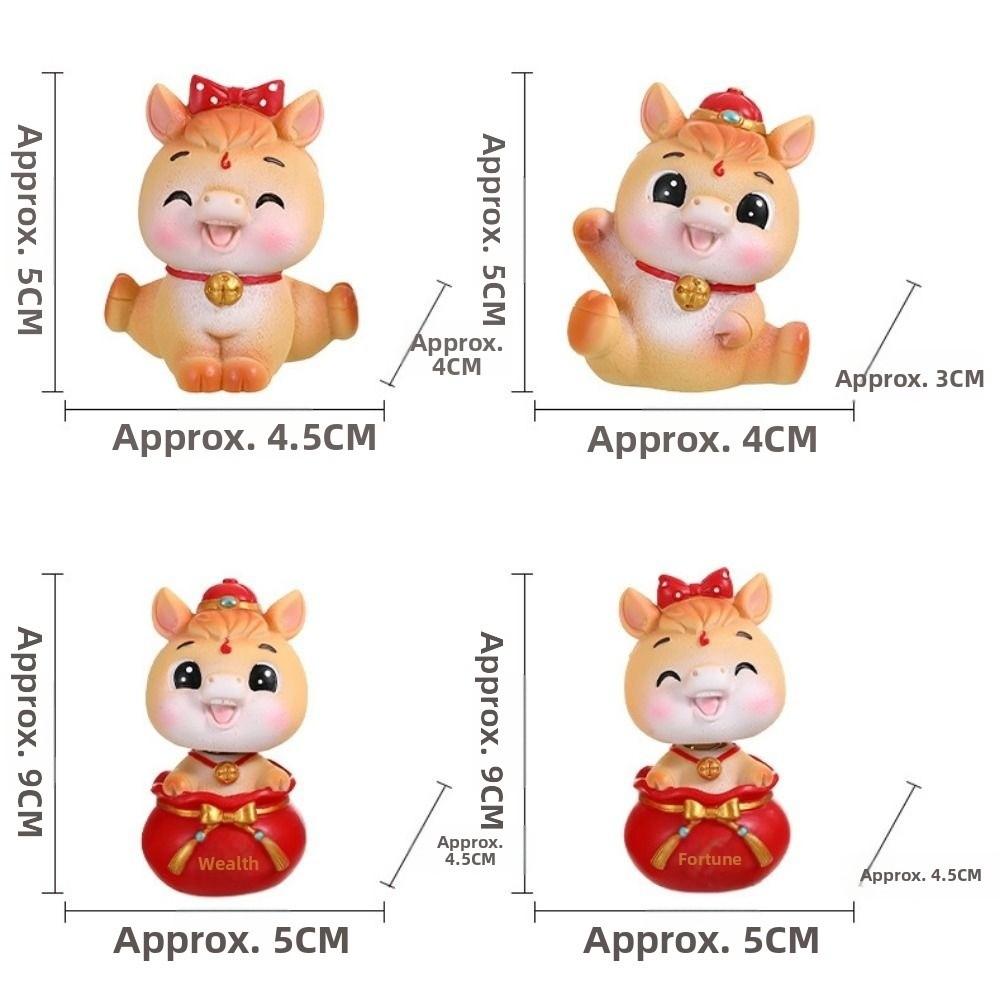 Resin Head-shaking Horse Figurine Cartoon Horse Wealth Lucky Charm Creative Desktop Ornament  Gift