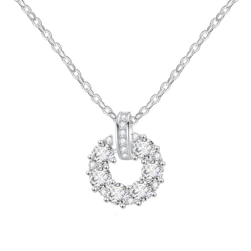 

925 Sterling Silver Safety Buckle Necklace with Cubic Zirconia Hollow Pendant for Women Trendy Collarbone Chain 925 золотой