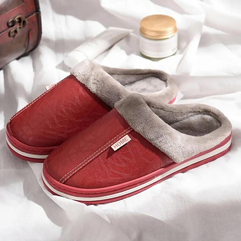 

Мужские меховые тапочки, зимние домашние тапочки, водонепроницаемые, из искусственной кожи, нескользящие, бархатные, теплые тапочки, обувь для спальни, для дома, для мужчин 42-43 красный