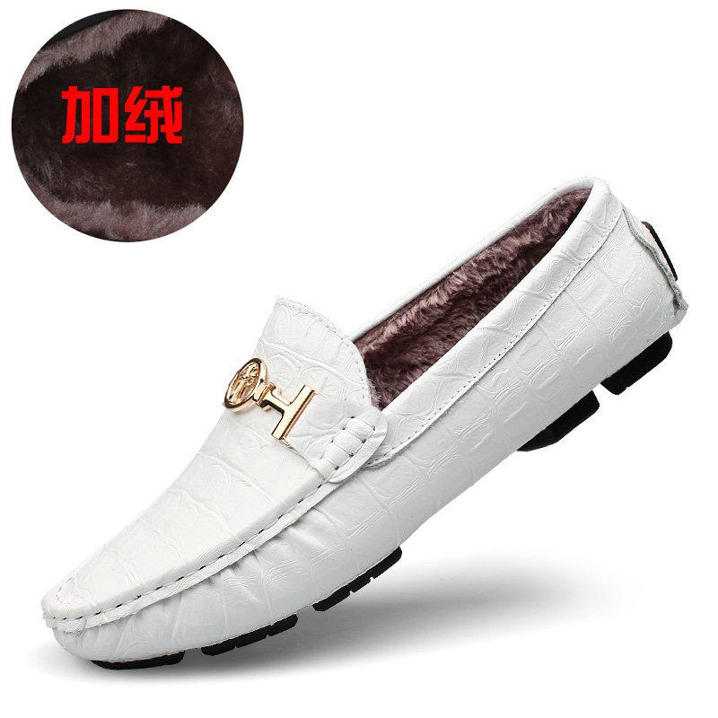 Autumn Doudou Shoes Men's British Sneakers Leather Lazy Shoes Casual Fashion Leather Shoes Large Size Business