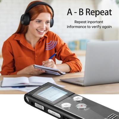 Digital Voice Recorder 8+32G Activated Record Playback MP3 Music Player with Mic and Speaker