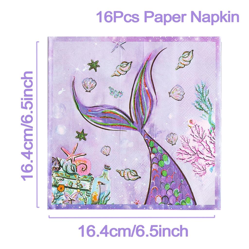 Mermaid Theme Disposable Tableware Mermaid Birthday Party Decor Kids Baby Shower Girls Under The Sea Party Wedding Party Suppies