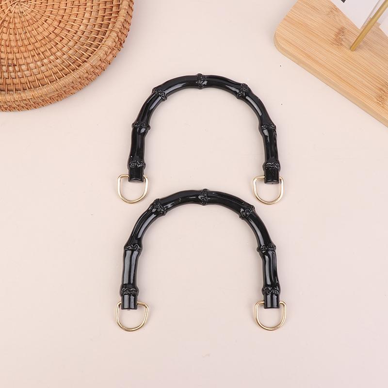2Pcs 10.5/12Cm Plastic Bag Handle Handbags Replace Faux Bamboo Handles Woven-Bag Purse Frame Kiss Clasp Diy Bags Accessories
