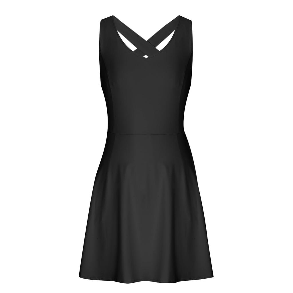 Women Tennis Sporty Tank Dress With Shorts Workout Exercise Athletic Romper Dresses Summer Golf Outfits