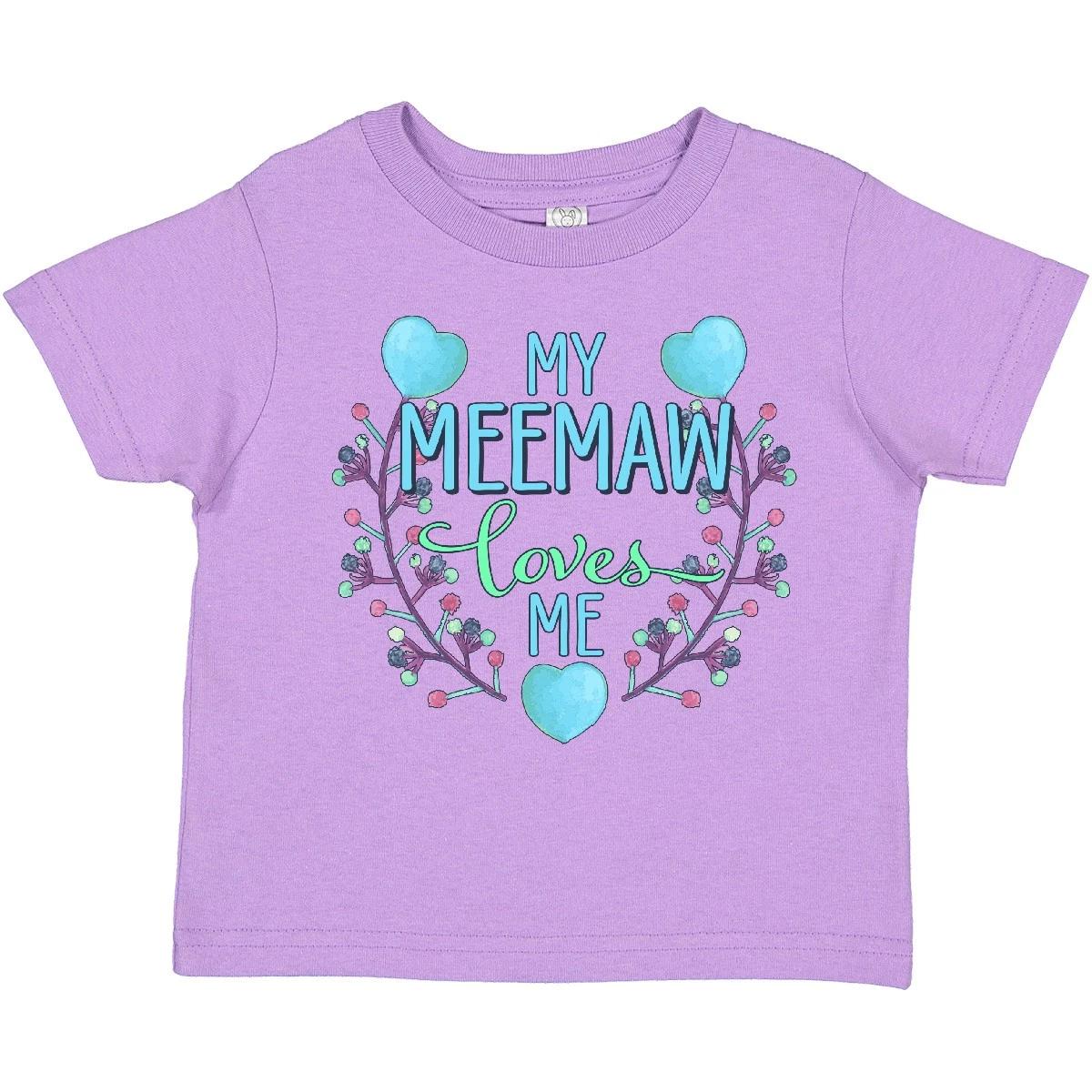 Inktastic My Meemaw Loves Me With Flowers And Hearts Toddler T-Shirt Family New 160