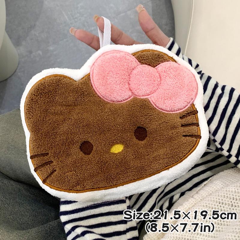 

Hellokitty Hand Towel Hello Kitty Coral Velvet Absorbent Hanging Cartoon Washing Bathroom Kitchen for Entertaining Play Safe Kid Friendly Fun