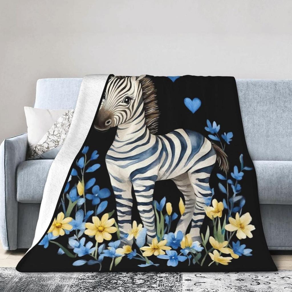 Horse Throw Blanket Super Soft Warm Floral Horse Blanket Cozy Plush Fleece Farm Stuffed Animal Horse Gifts Bedding Blanket