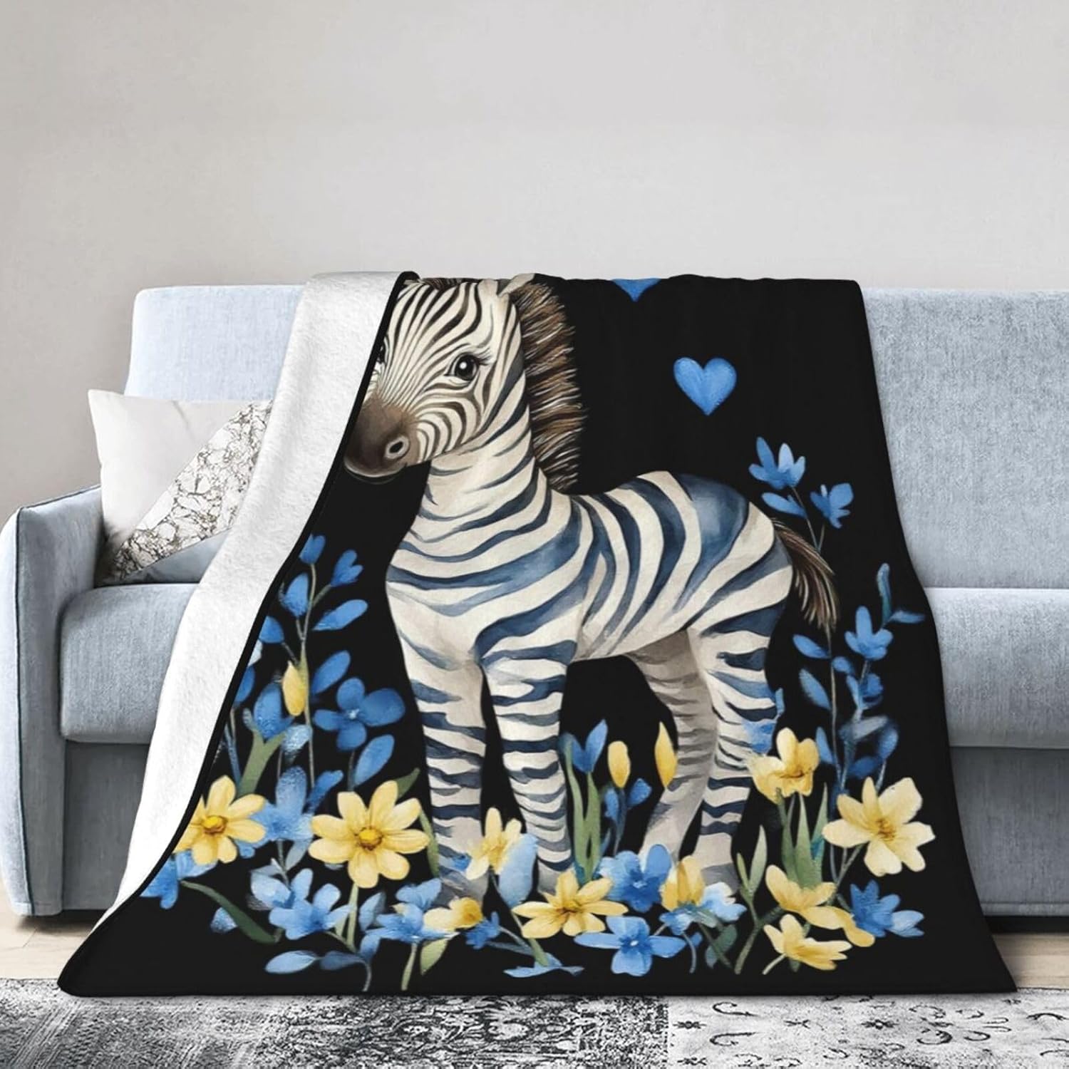 Horse Throw Blanket Super Soft Warm Floral Horse Blanket Cozy Plush Fleece Farm Stuffed Animal Horse Gifts Bedding Blanket 100cmx150cm
