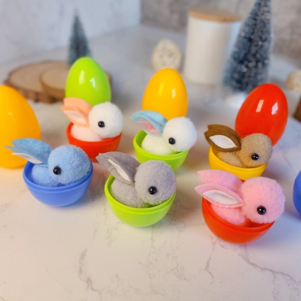 16PCS Cartoon Easter Rabbit Eggs Happy Easter Colorful Plastic Eggs  Home Decoration
