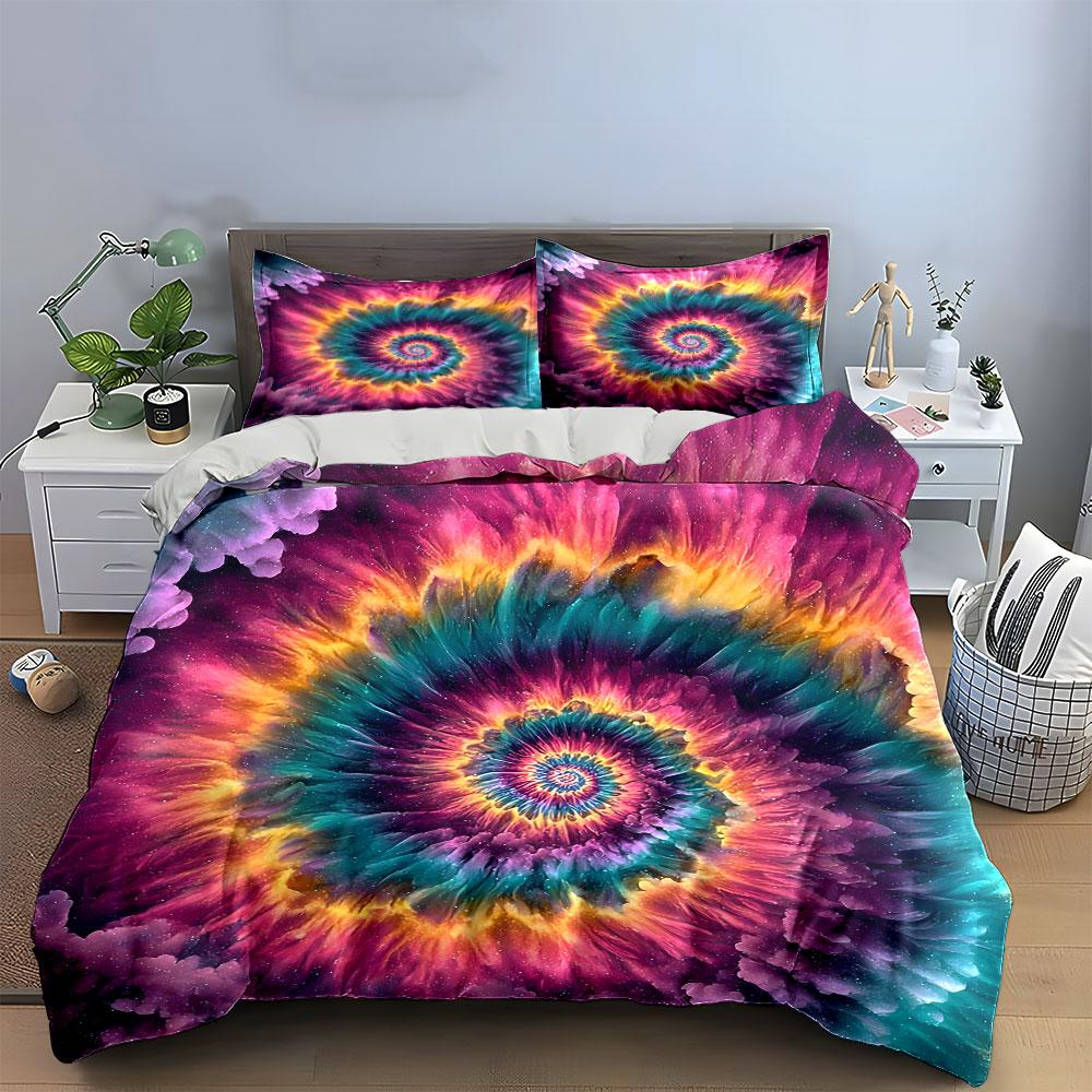 Psychedelic Spiral Art Set Design Kid'S And Adults' Bedroom Decor, Exquisite Three-Piece Bedding Set Gift